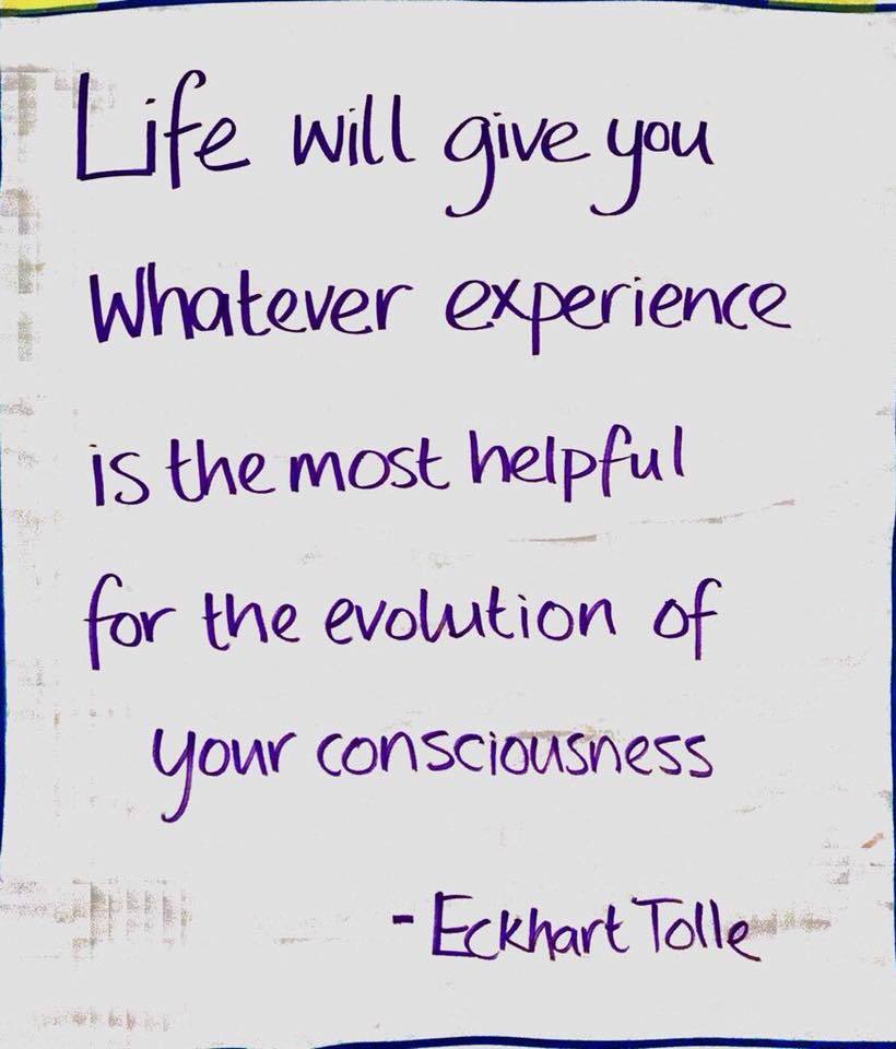 Eckhart Tolle Quote Life will give you whatever experience is the most helpful for the evolution of your consciousness